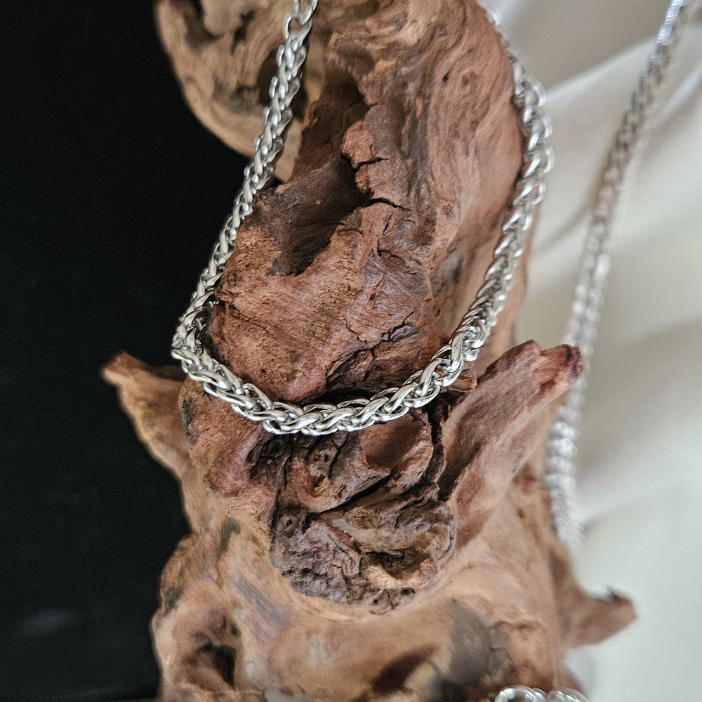 Mens Silver Wheat Bracelet
